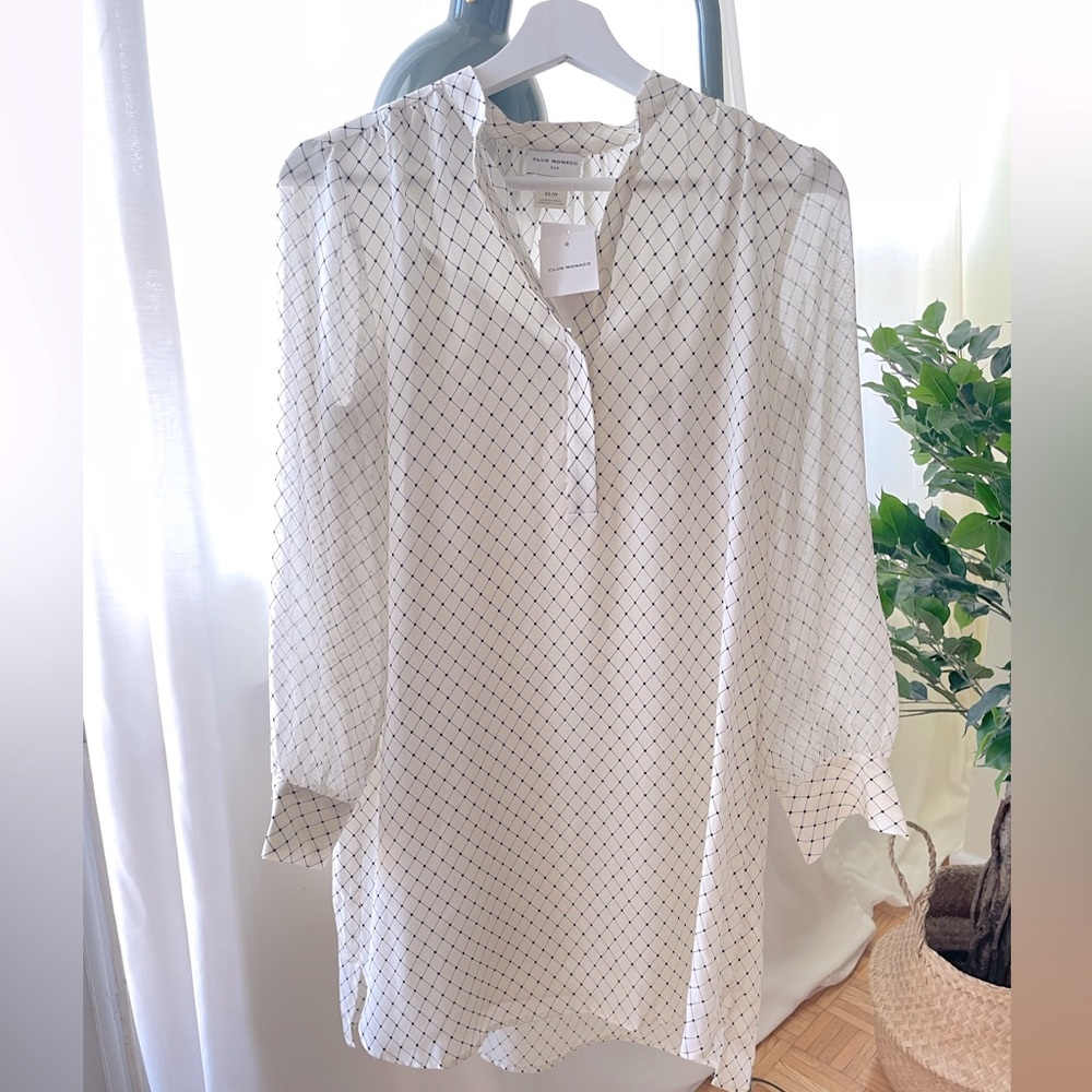 Club Monaco Silk dress in black and white - Picture 9 of 9